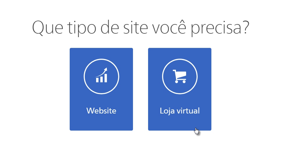 Escolhendo tipo de site Webnode